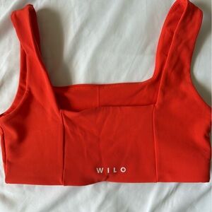 WILO Women's Orange Ribbed Sports Bra
